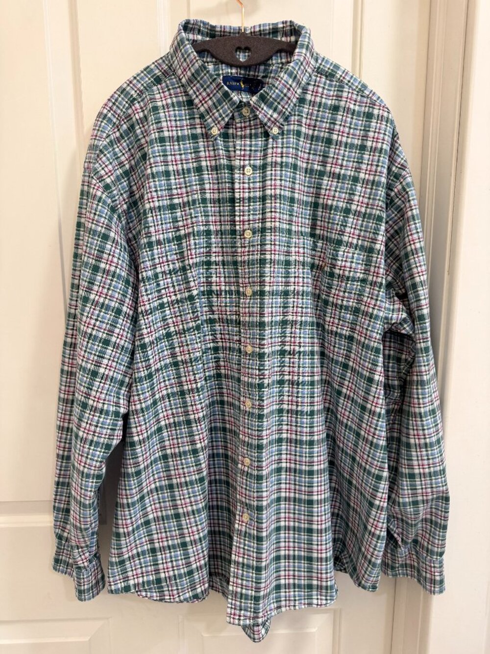 Ralph Lauren 3X Big Green Plaid Button Down Shirt